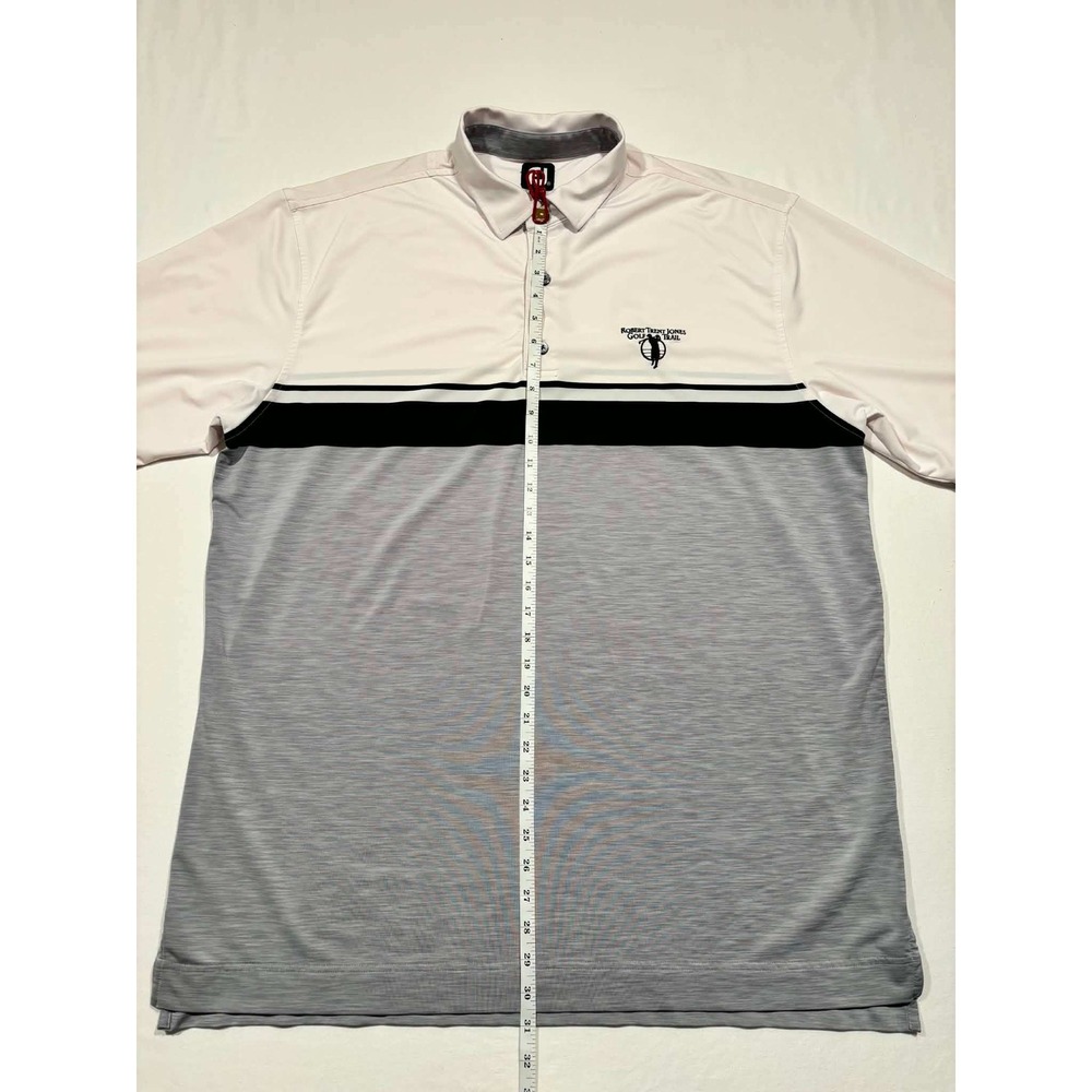 FootJoy Mens XXL Robert‎ Trent Jones Golf Trail Polo Shirt White Grey Colorblock - Picture 7 of 9